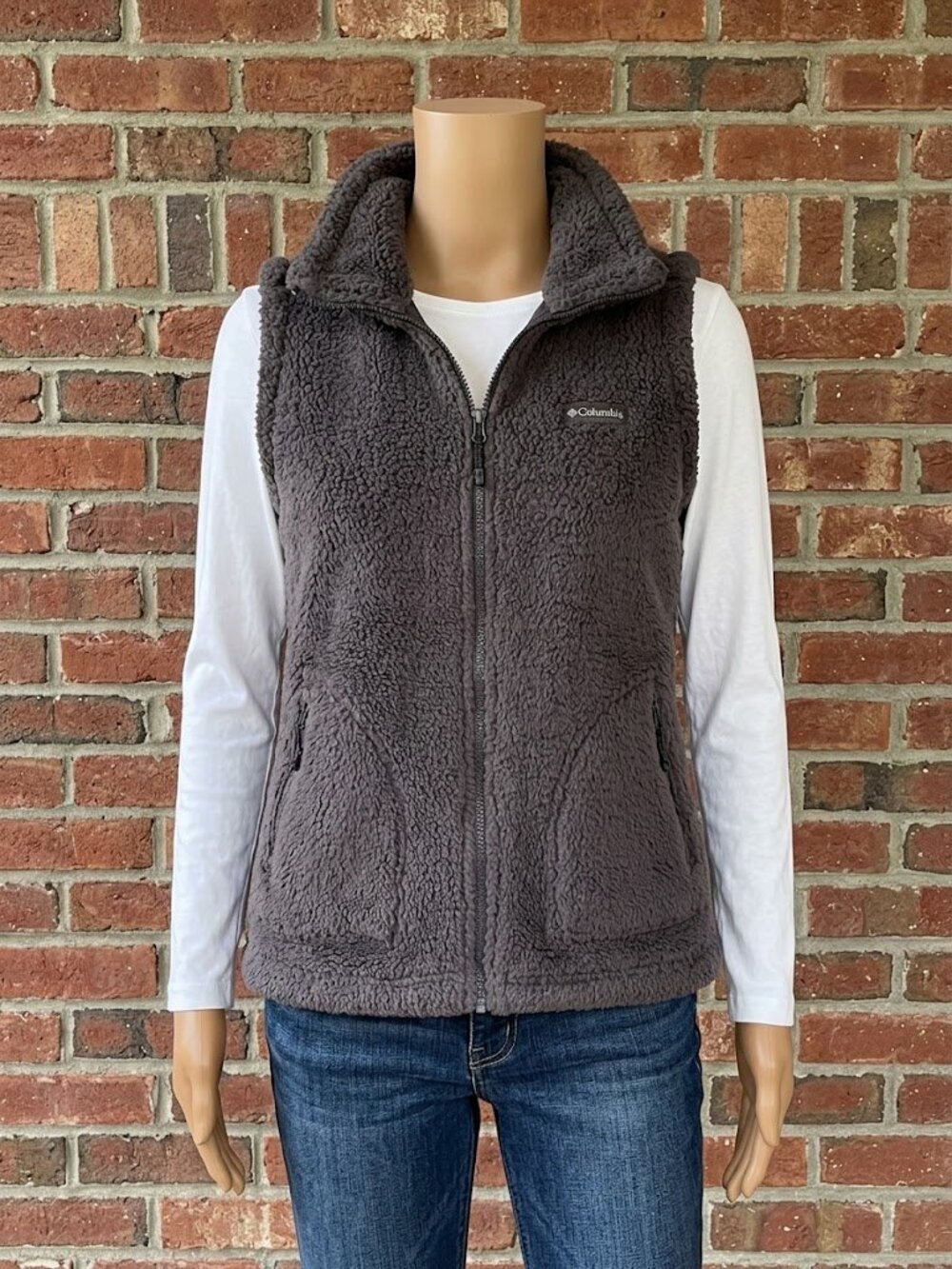 Columbia Women's Plush Fleece Vest in Dark Gray